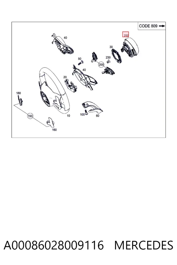 Установка подушки безпеки водія Mercedes A0008602800