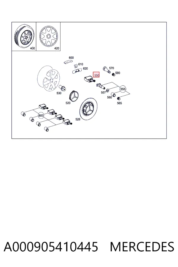 Датчик тиску в шинах A000905410445 Mercedes