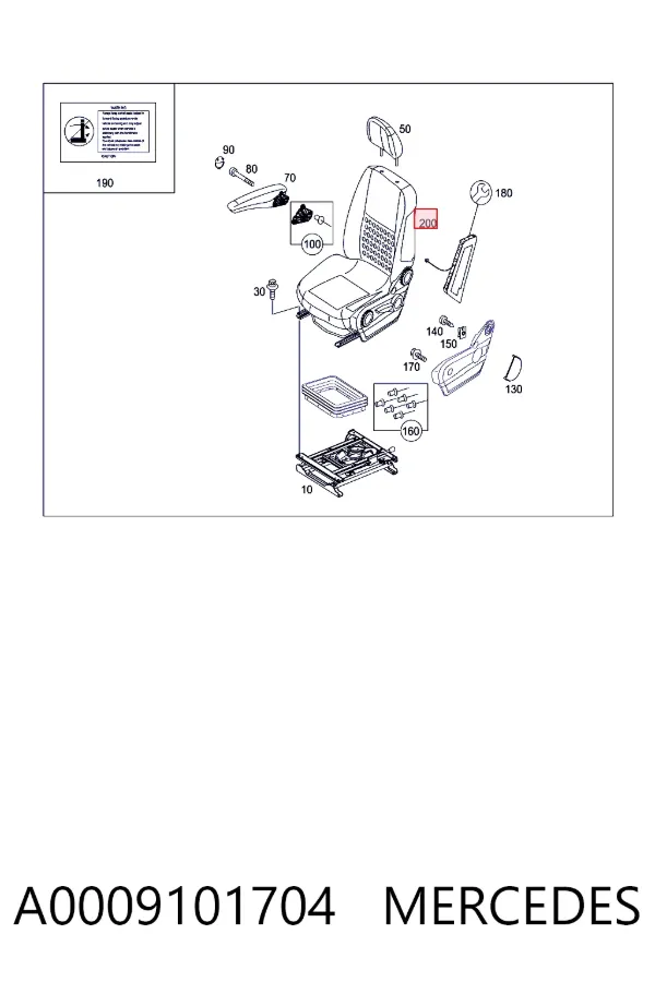 Сидіння переднє, ліве A0009101704 Mercedes