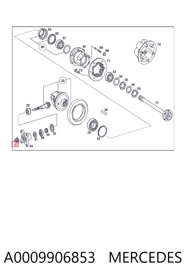 Гайка хвостовика заднього моста A0009906853 Mercedes
