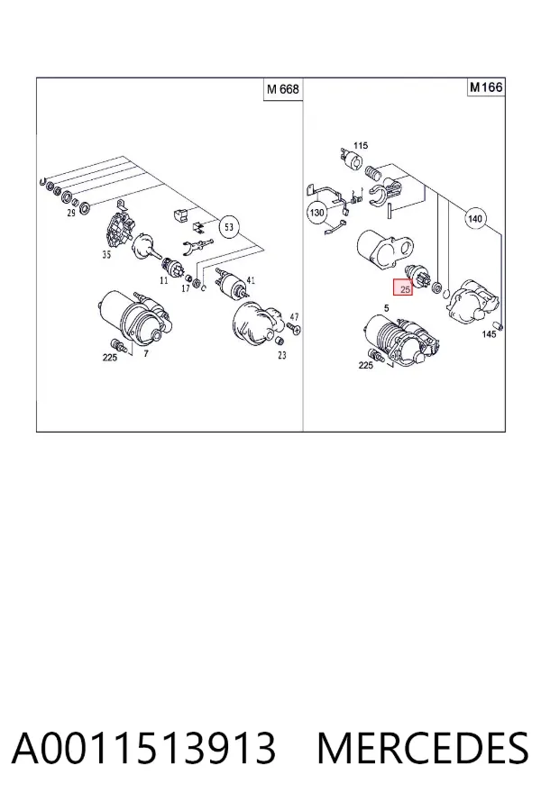 Бендикс стартера A0011513913 Mercedes