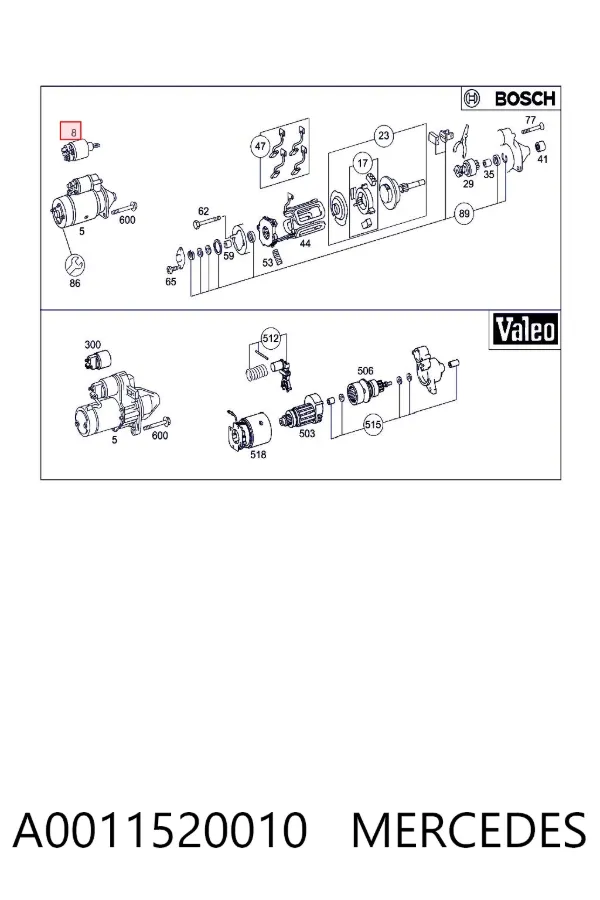 Втягуюче реле стартера A0011520010 Mercedes