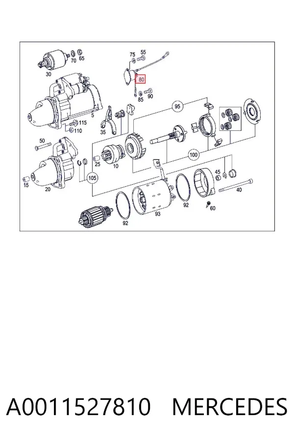 Втягуюче реле стартера A0011527810 Mercedes