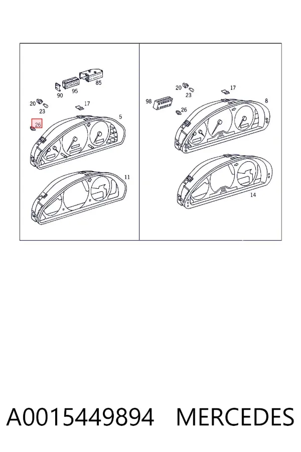 Лампочка щитка / панелі приладів A0015449894 Mercedes