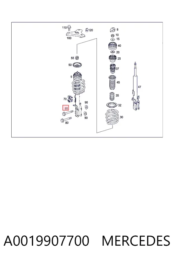 Болт кріплення амортизатора переднього A0019907700 Mercedes