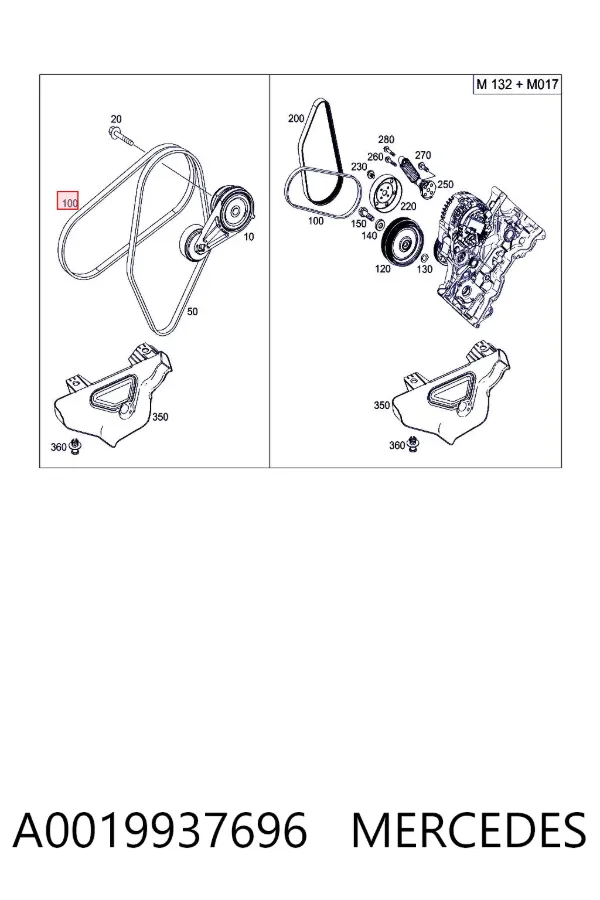 Ремінь генератора A0019937696 Mercedes