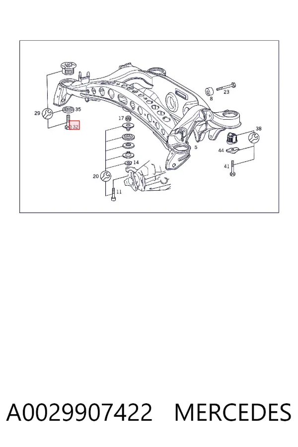 Болт кріплення задньої балки (підрамника) A0029907422 Mercedes