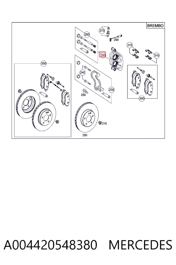 Купити A0044205483 Mercedes Супорт гальмівний передній правий