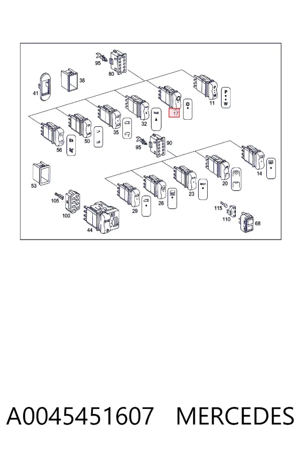Кнопка блокування дверей A0045451607 Mercedes