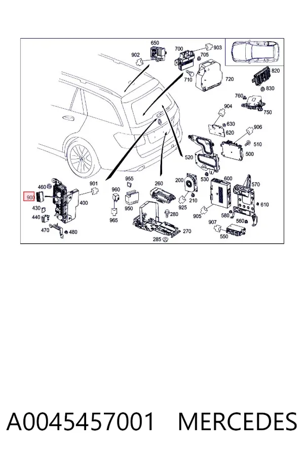 Блок запобіжників задній, салонний A0045457001 Mercedes