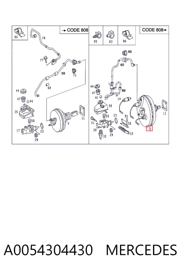 Підсилювач гальм A0054304430 Mercedes