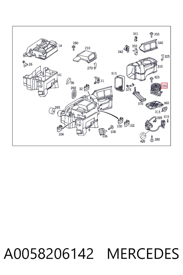 Вентилятора пічки A0058206142 Mercedes