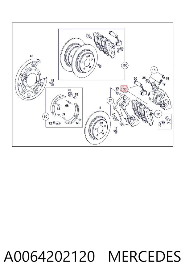 Задні гальмівні колодки A0064202120 Mercedes