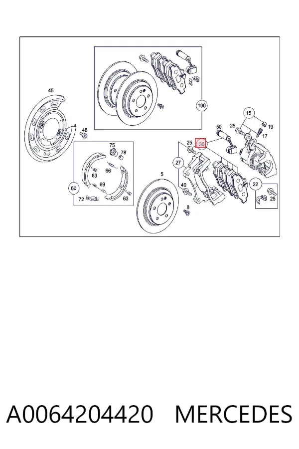 Задні гальмівні колодки A0064204420 Mercedes