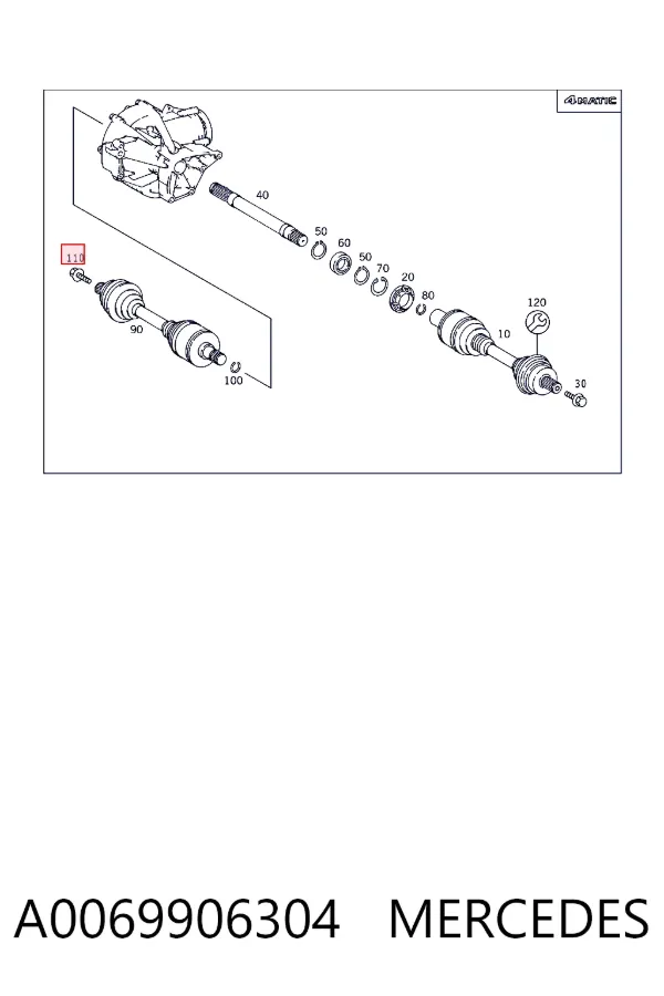 Болт передньої півосі (ШРКШа) A0069906304 Mercedes
