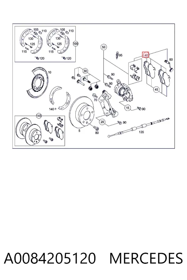 Задні гальмівні колодки A0084205120 Mercedes