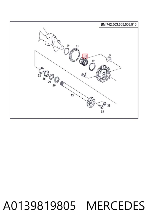 Підшипник маточини передньої/задньої A0139819805 Mercedes
