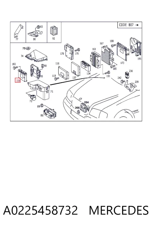 Електронний блок керування двигуном A0225458732 Mercedes