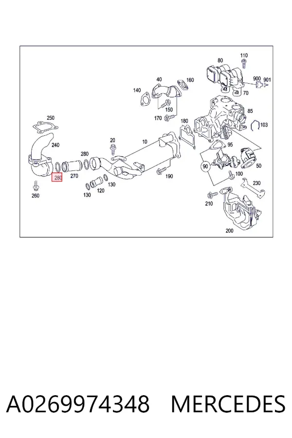Ущільнююче кільце патрубка EGR A0269974348 Mercedes