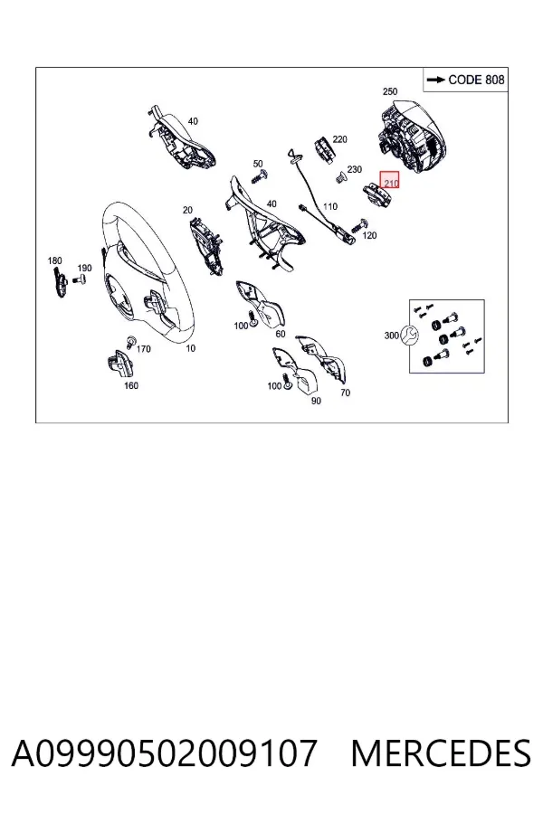A0999050200 Mercedes Блок кнопкових перемикачів кермового колеса