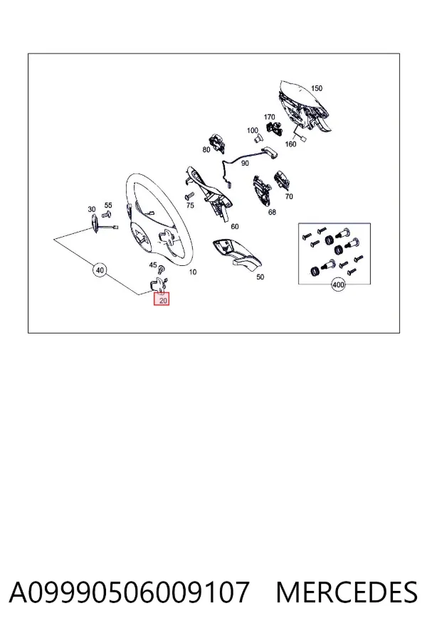 Блок кнопкових перемикачів кермового колеса A0999050600 Mercedes