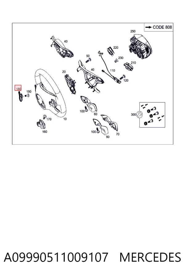 Блок кнопкових перемикачів кермового колеса A09990511009107 Mercedes