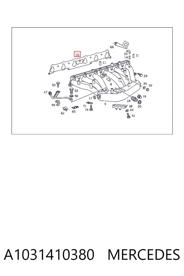 Прокладка впускного колектора A1031410380 Mercedes