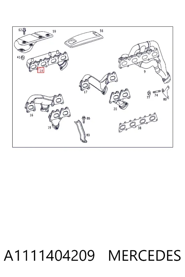 Випускний колектор A1111404209 Mercedes