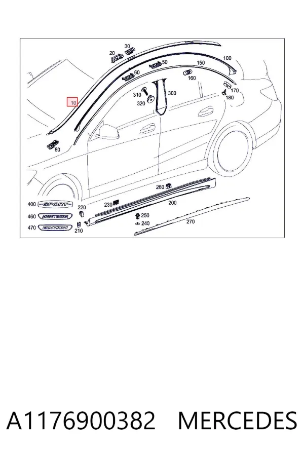 Молдинг даху, лівий A1176900382 Mercedes