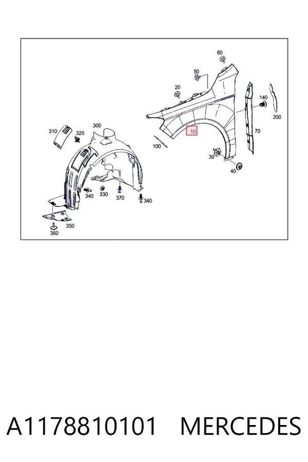Крило переднє ліве A1178810101 Mercedes