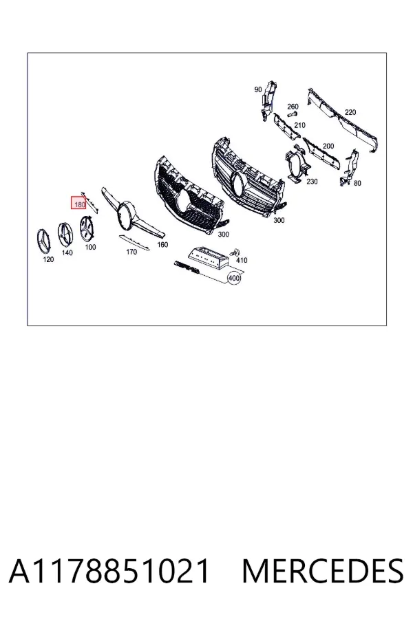 Решітка радіатора A1178851021 Mercedes