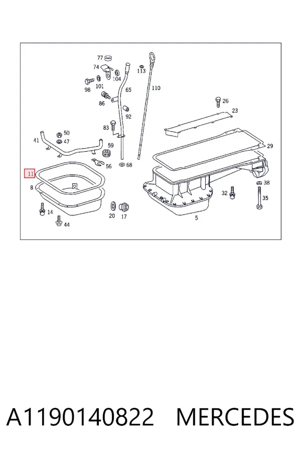 Прокладка піддону картера двигуна, нижня A1190140822 Mercedes