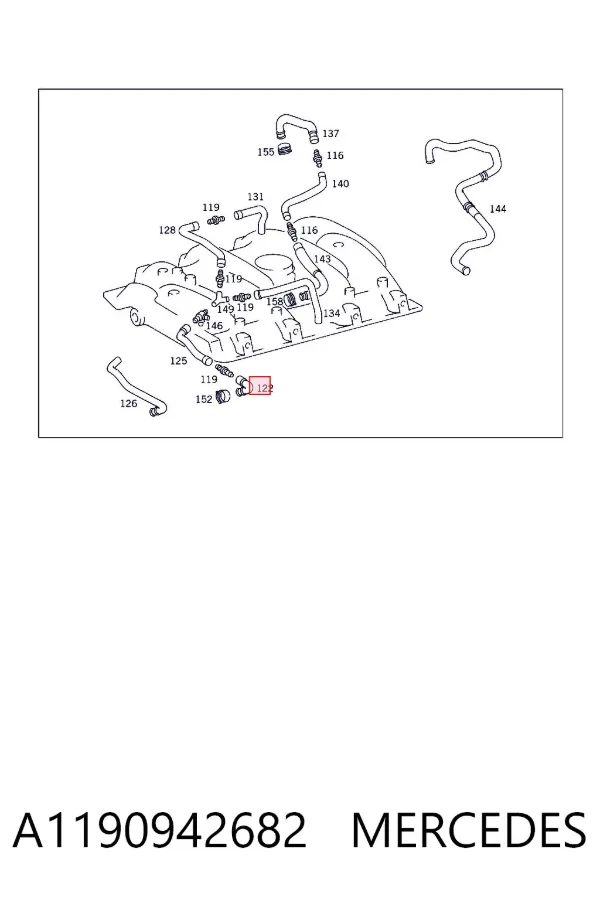 Патрубок вентиляції картера A1190942682 Mercedes