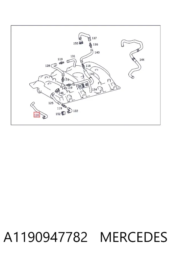 Патрубок вентиляції картера A1190947782 Mercedes