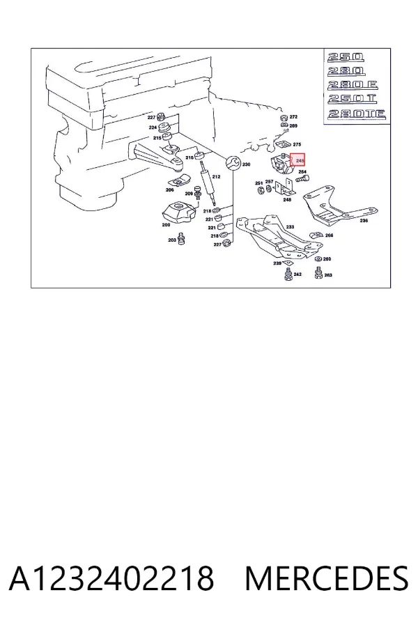 Подушка коробки передач A1232402218 Mercedes