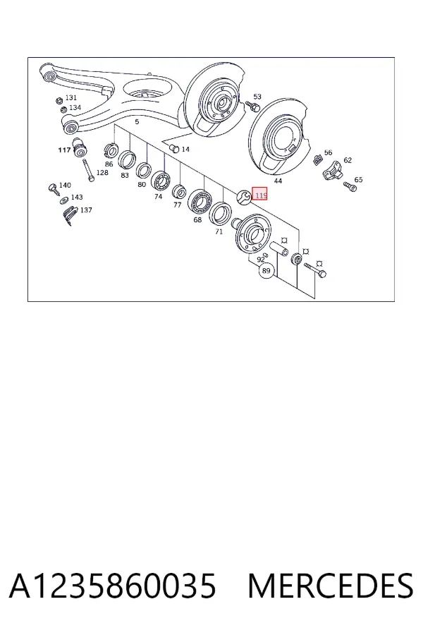 Підшипник задньої ступиці A1235860035 Mercedes