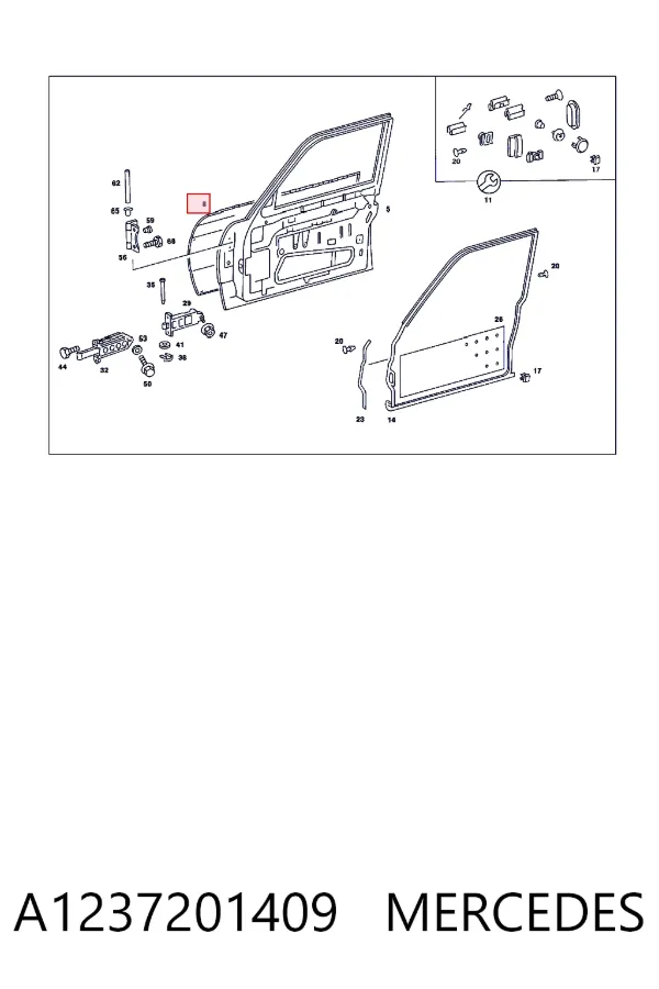 Ремонтна частина передніх дверей A1237201409 Mercedes