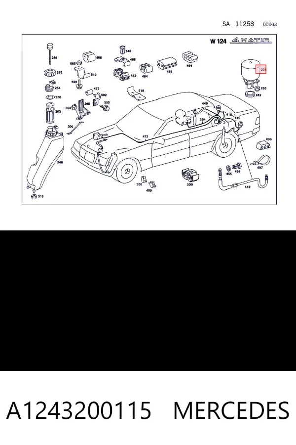 Гідроакумулятор системи амортизації, задній A1243200115 Mercedes