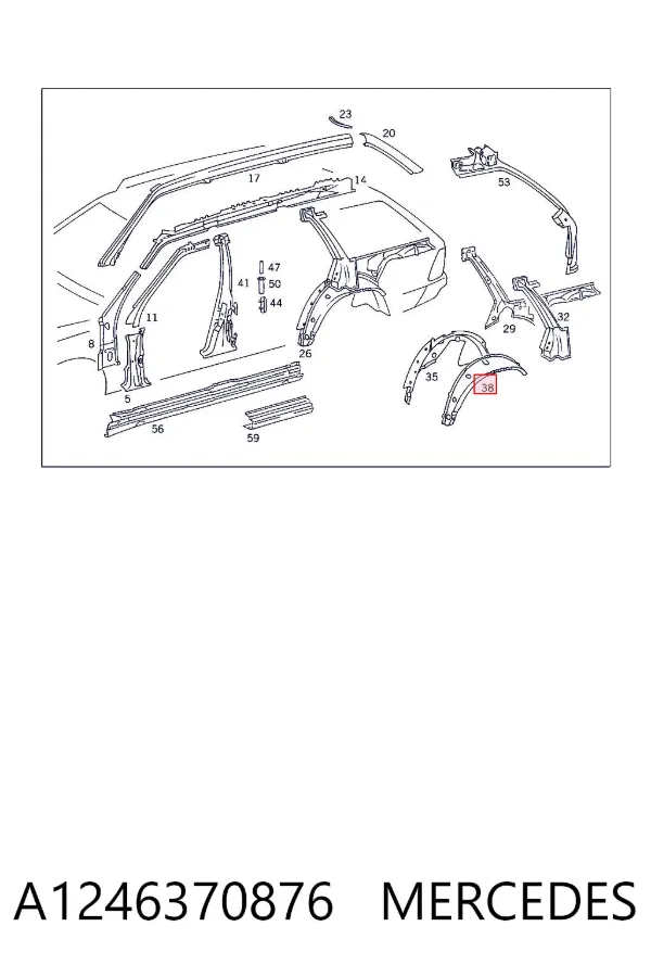 Арка крила заднього правого A1246370876 Mercedes
