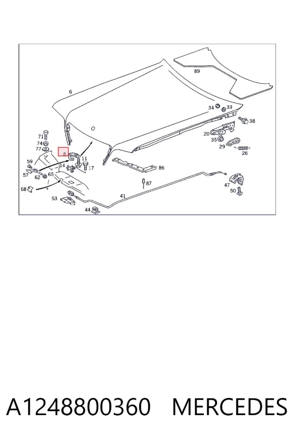 Замок капота A1248800360 Mercedes