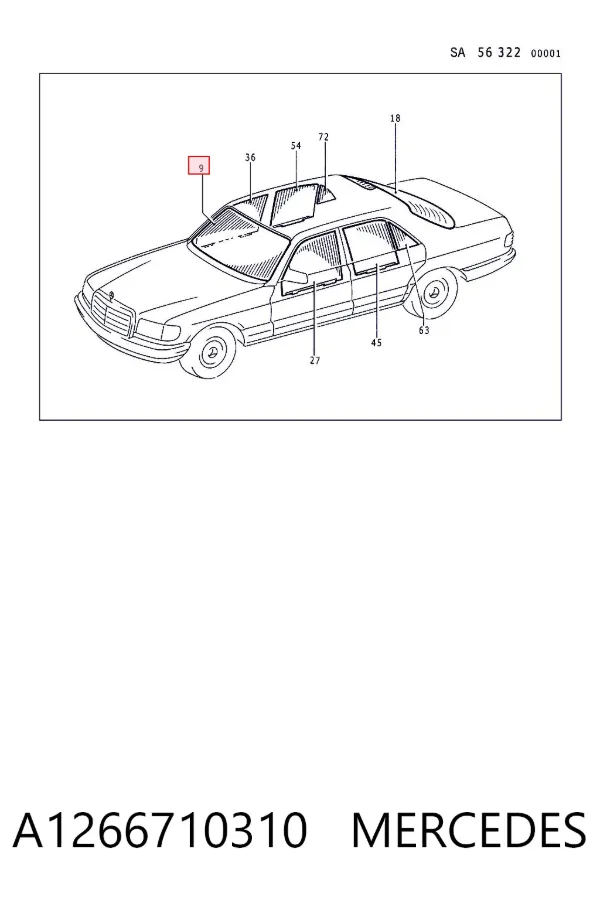 Лобове скло A1266710310 Mercedes