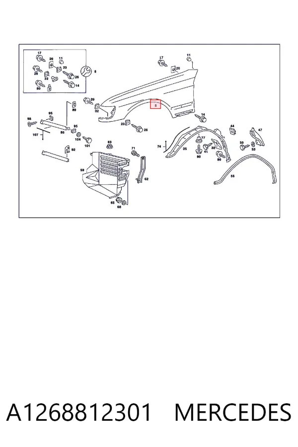 Крило переднє ліве A1268812301 Mercedes