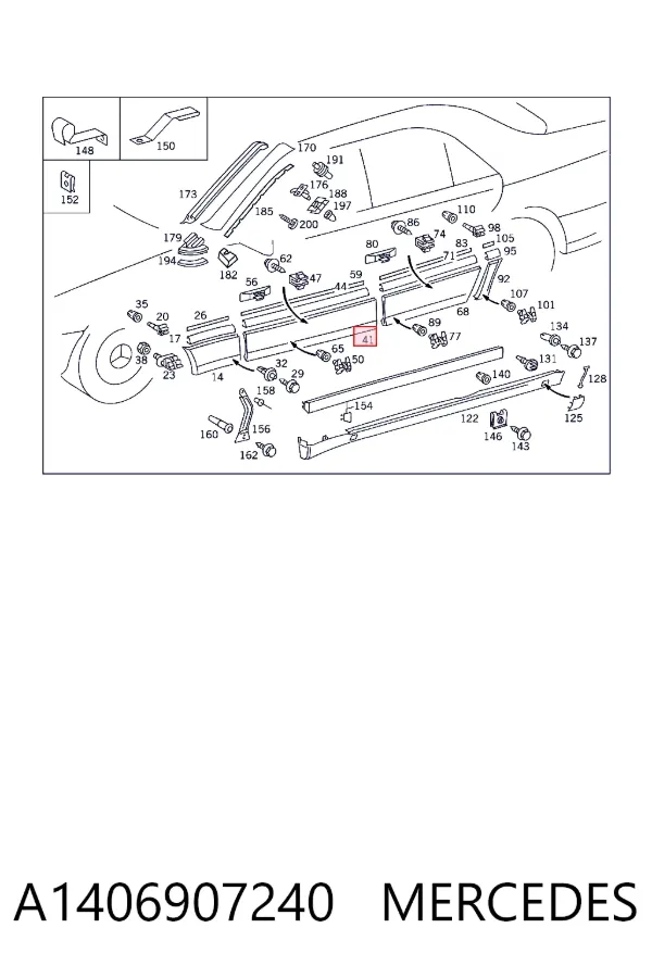 Накладка передньої правої двері A1406907240 Mercedes