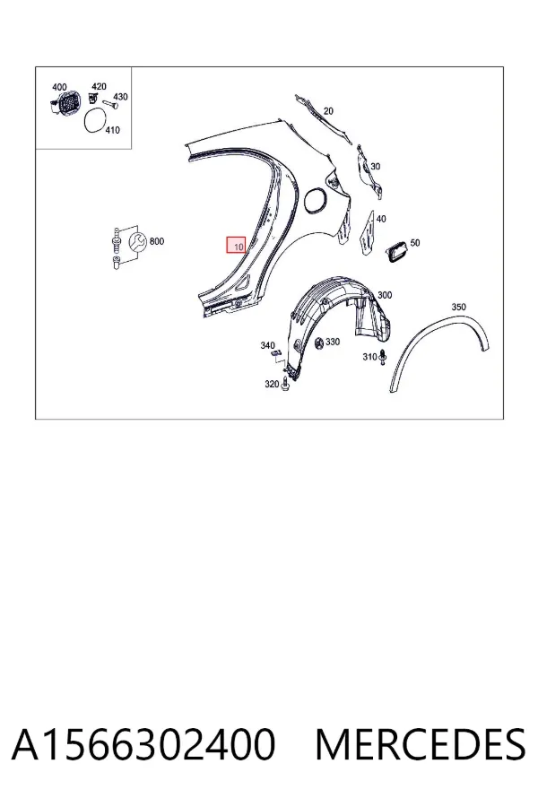 Крило заднє праве A1566302400 Mercedes