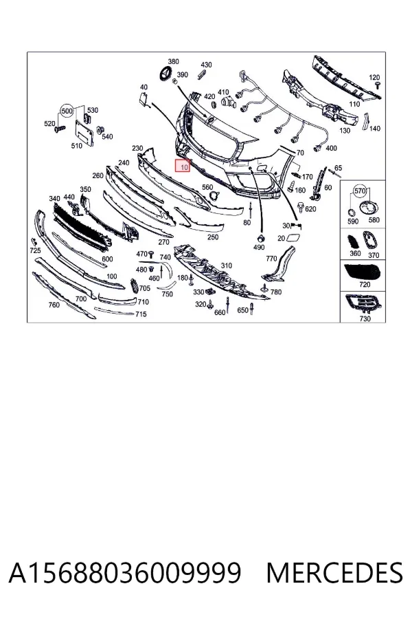Передній бампер A15688036009999 Mercedes