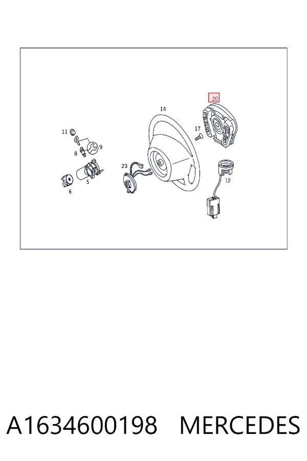 Подушка безпеки, водійська, AIRBAG A1634600198 Mercedes