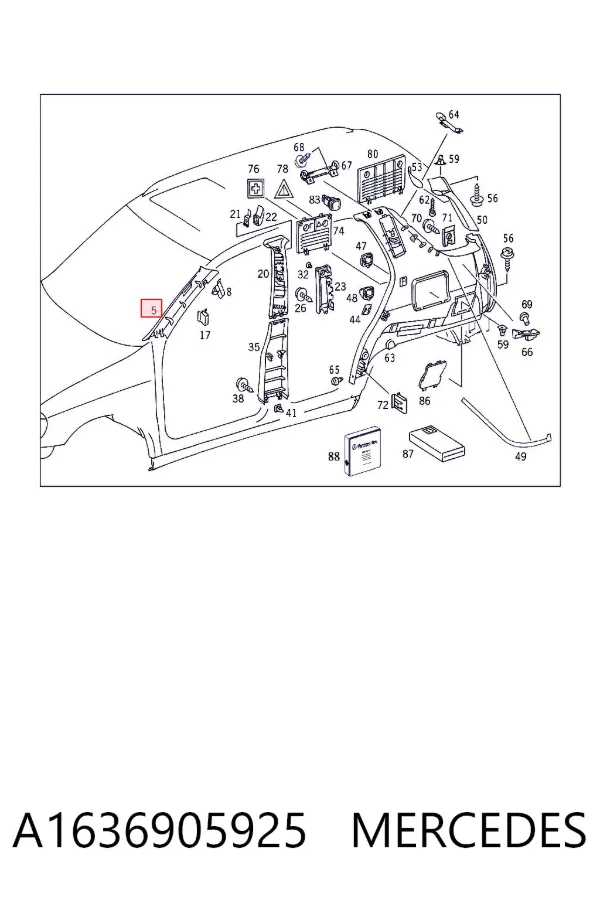 Лобове скло A1636905925 Mercedes