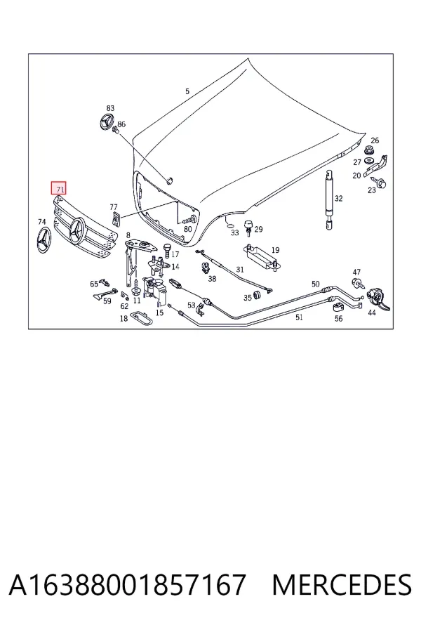 Решітка радіатора A16388001857167 Mercedes