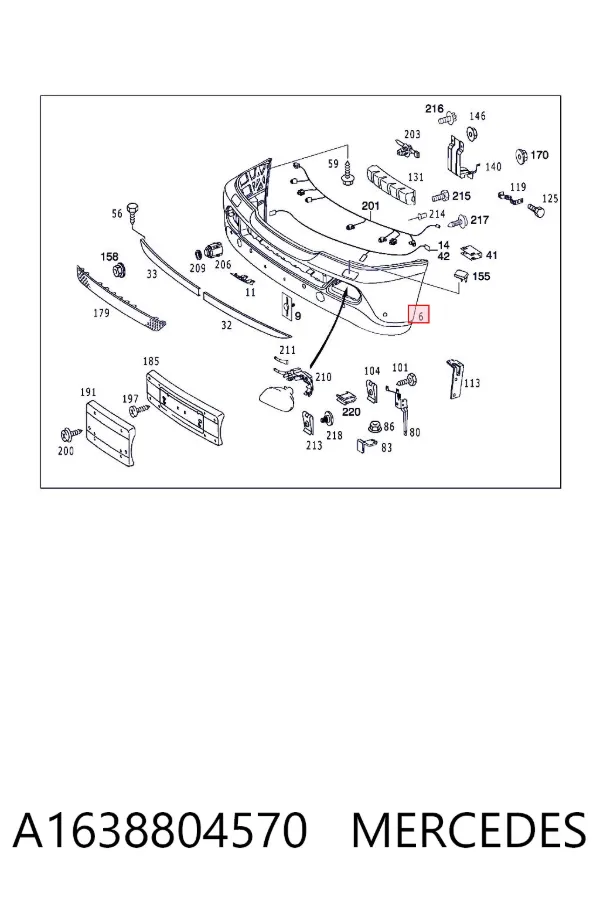 Передній бампер A1638804570 Mercedes