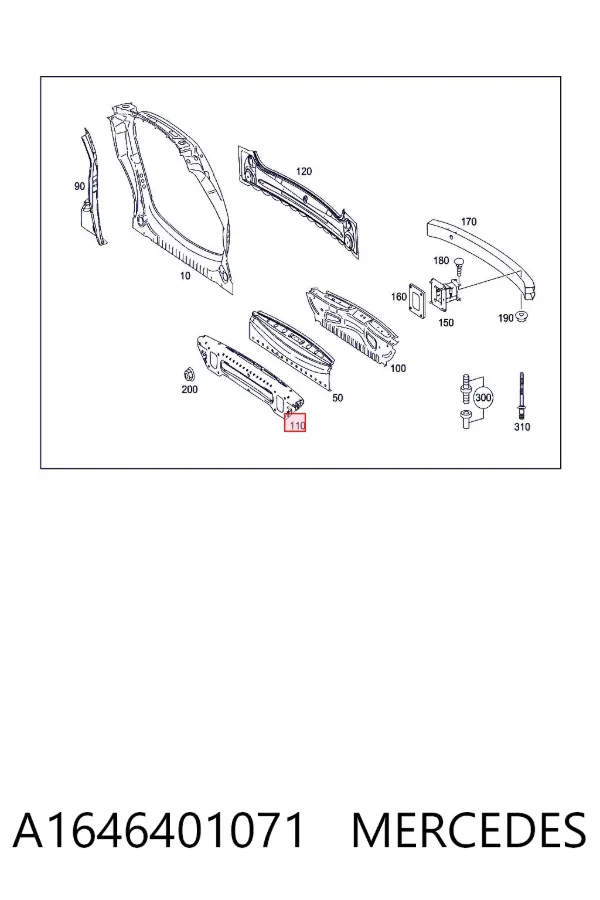 Панель задня, багажного відсіку A1646401071 Mercedes